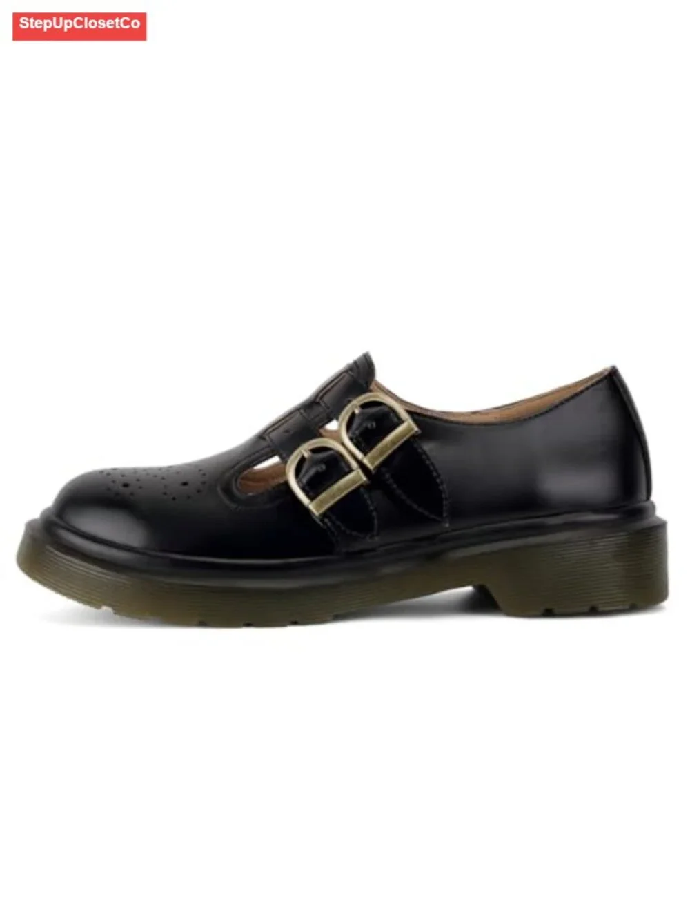 Chunky Platform Mary Janes with Double Straps 90s Vintage Style Round Toe